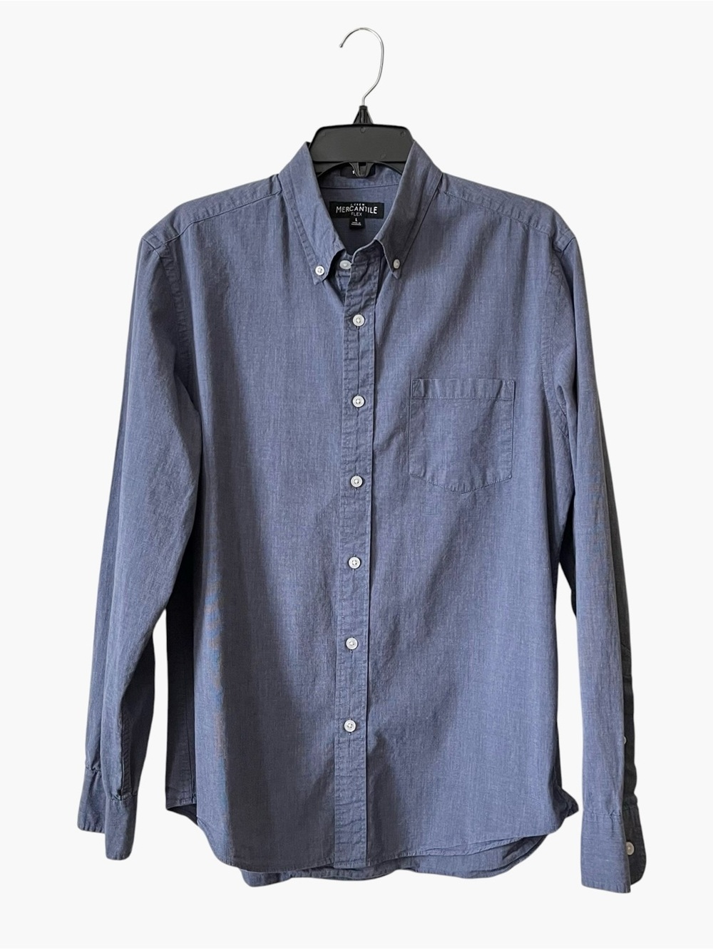 J Crew Mercantile Flex Shirt Men Size L Slim Blue Long Sleeve Button Down Pocket